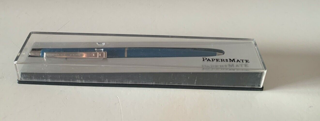 🔴 PAPERMATE penna sfera blu scrive perfettamente con scatola plexy vintage