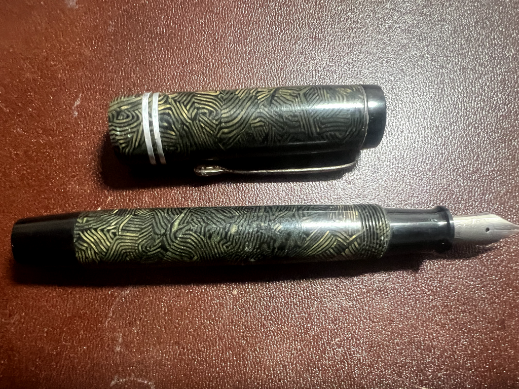 🔴 Penna stilografica celluloide a pulsante pennino MERCURIO scrive vintage