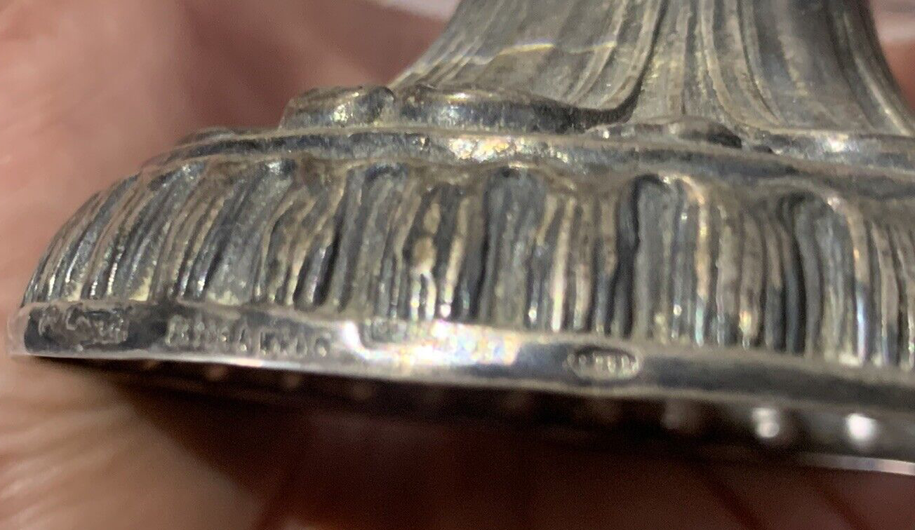 🔴 ARGENTO 800 porta caramelle ARGENTO vetro INCISO MANO cesellato h 9,6 dia 13