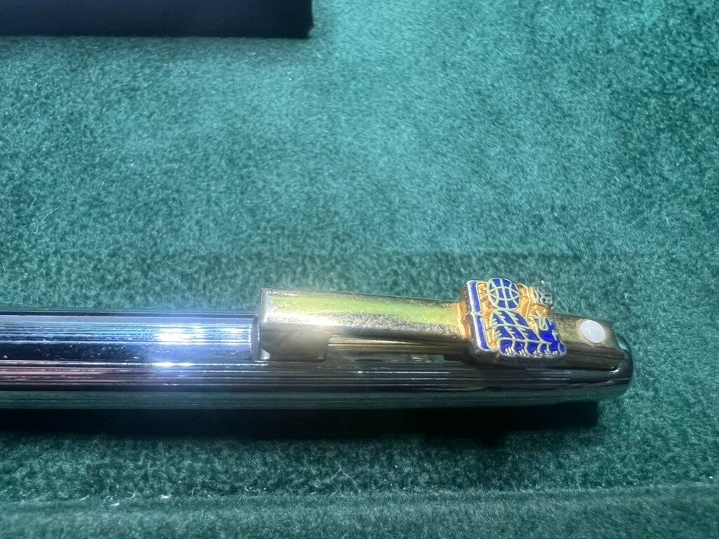 🔴 SHEAFFER penna sfera cromata con sigillo cip a scatto scrive vintage