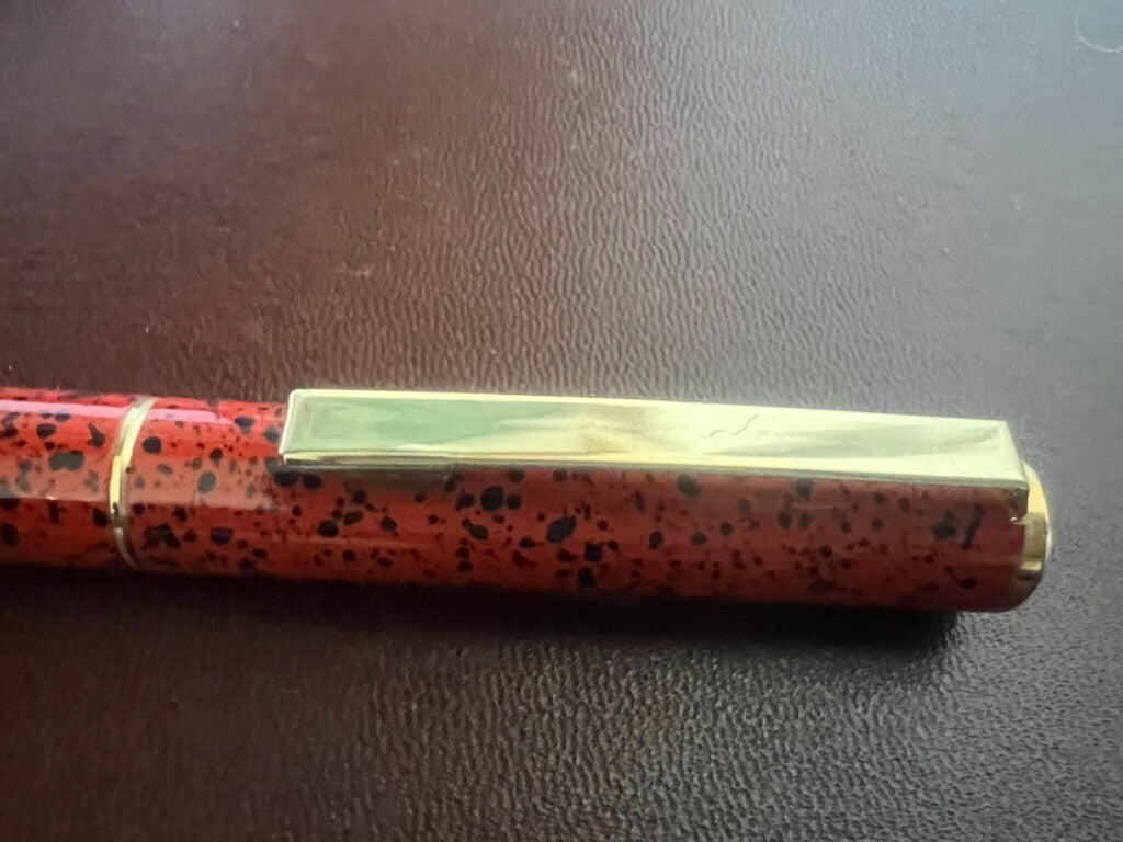 🔴 STILUS penna stilografica lacca marmorizzata arancione pennino F vintage