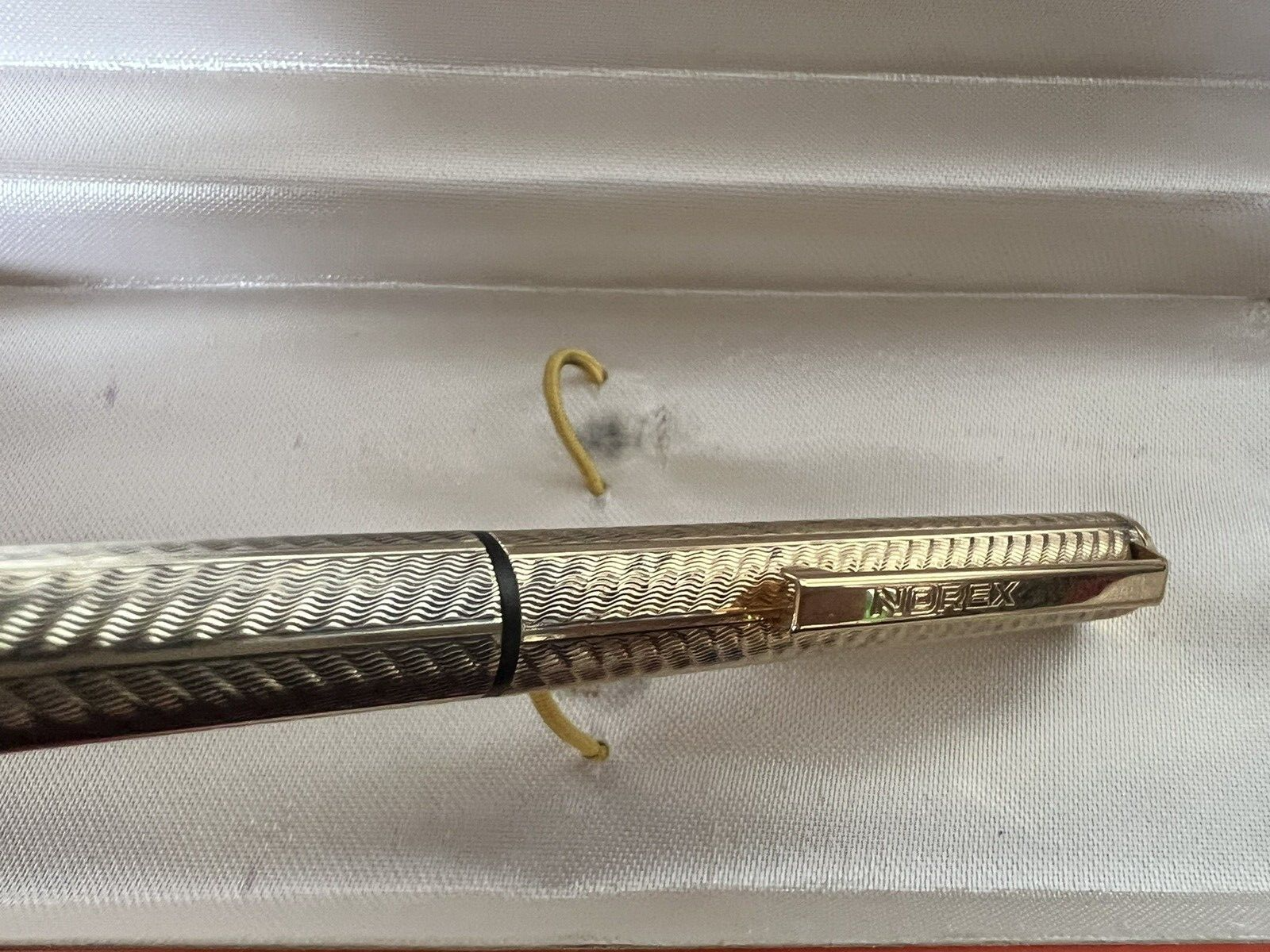 🔴 NOREX penna stilografica ARGENTO MASSICCIO 925 cesellato pennino ORO 14 KT