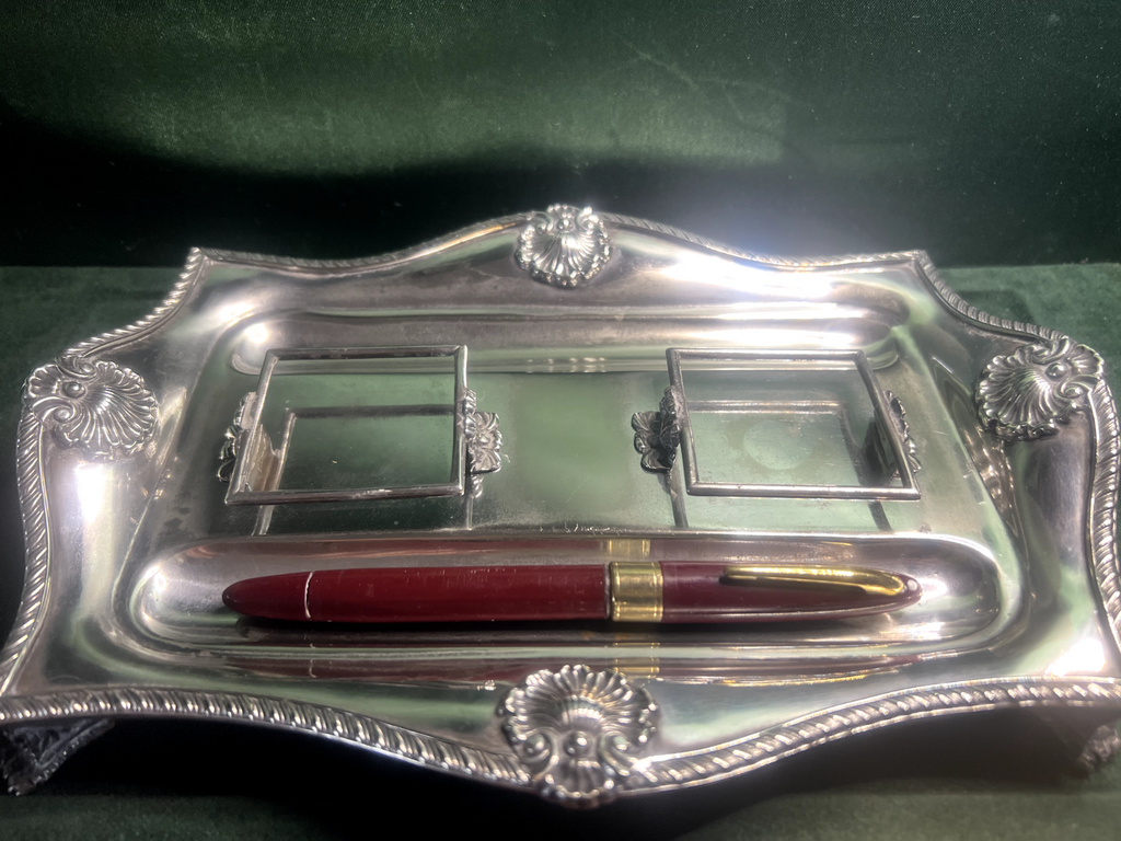 Walker & Hall Encrier Sheffield Coquillages Exemplaire Numéroté Vintage