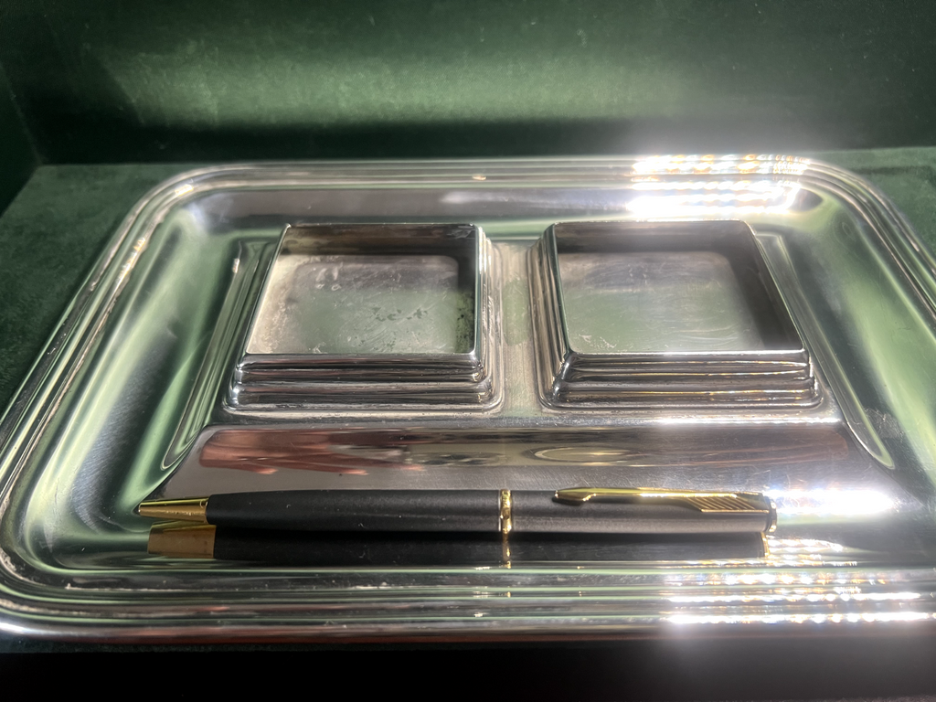 Bijoutiers Florence Base Encrier Sheffield Avec Inserts Encres Vintage