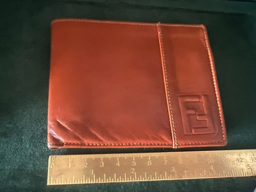 🔴 FENDI portafoglio uomo pelle marrone con porta carte di credito