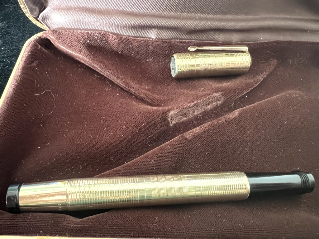 🔴 MA GUS P.O penna stilografica retrattile placcata oro funziona vintage