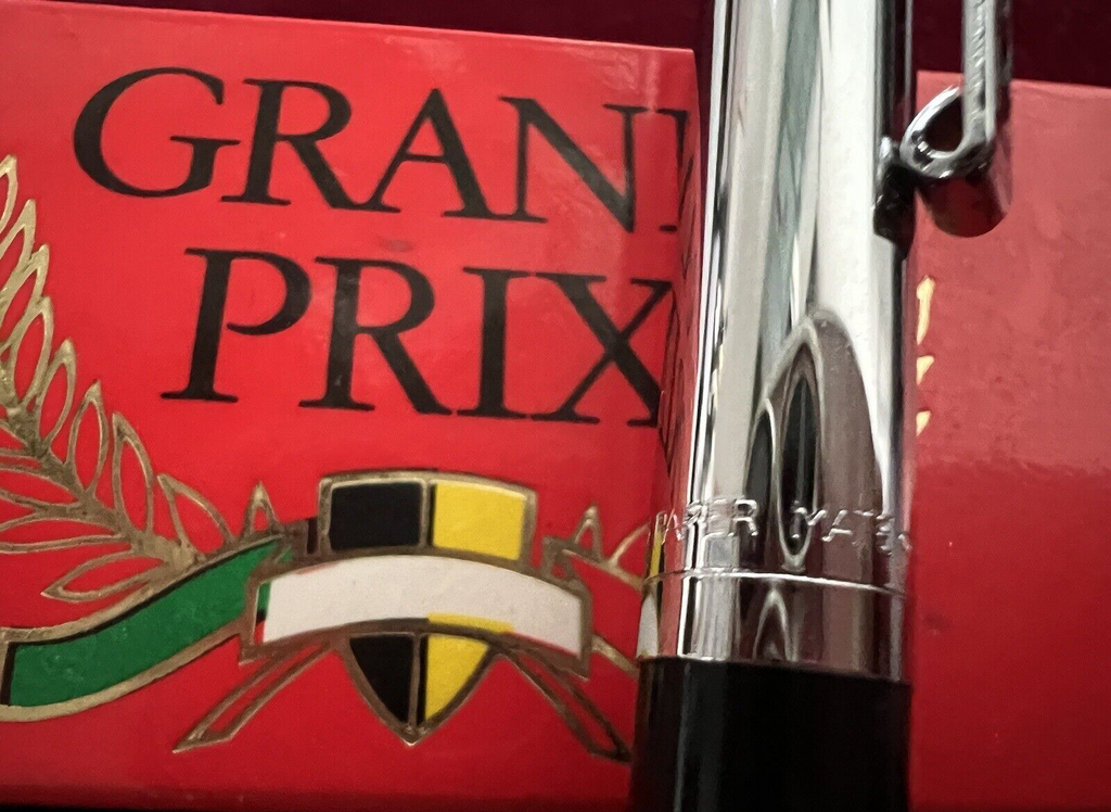 🔴 PAPERMATE penna sfera GRAND PRIX MESSICO cromata a pulsante vintage 1992
