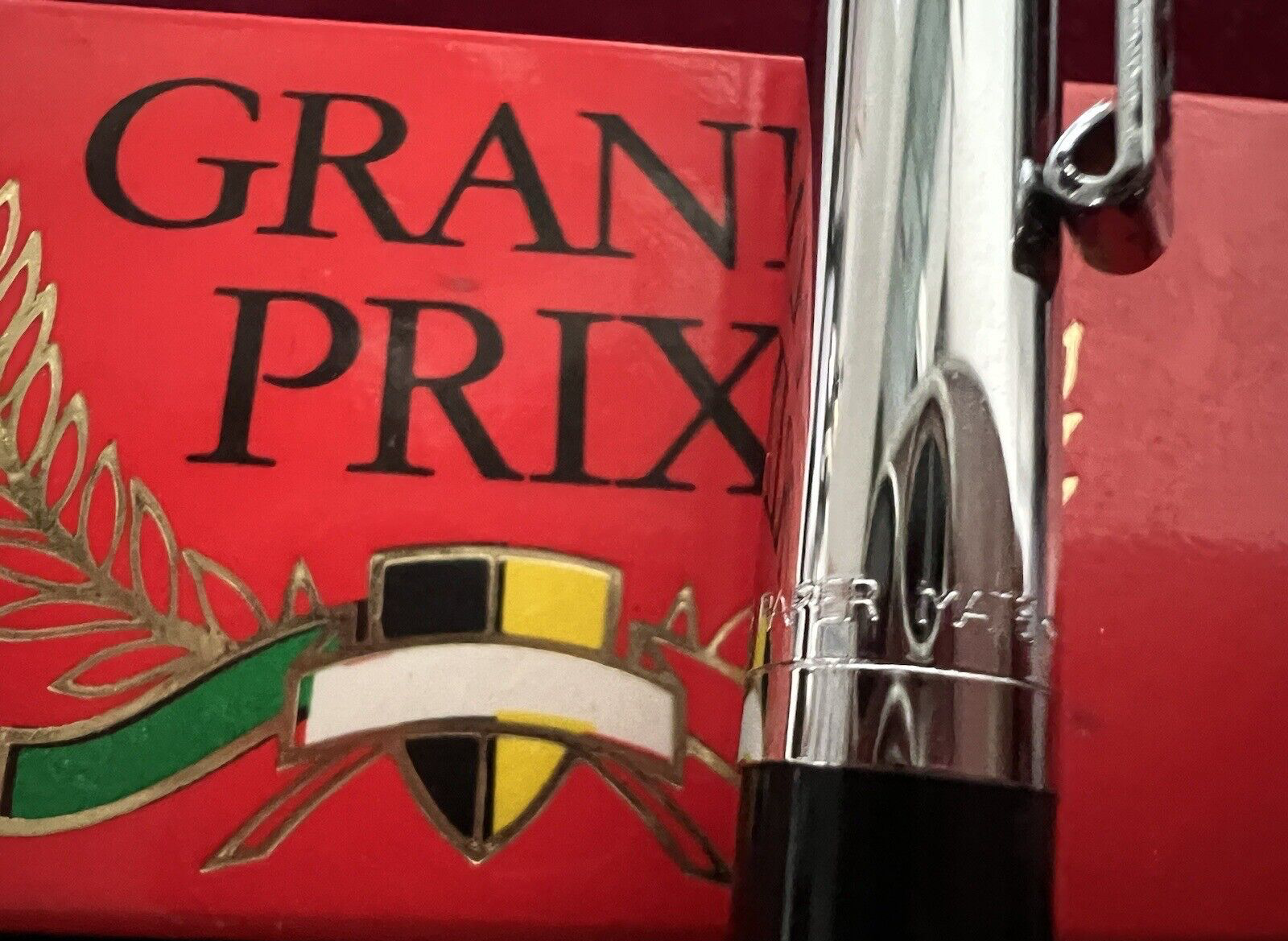🔴 PAPERMATE penna sfera GRAND PRIX MESSICO cromata a pulsante vintage 1992