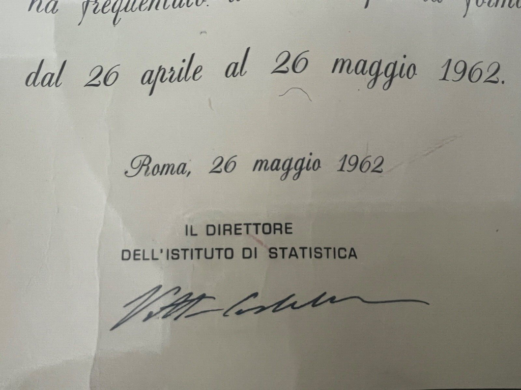 🔴 Certificate of SOCIAL RESEARCH REFRESHER COURSE signed in 1962 