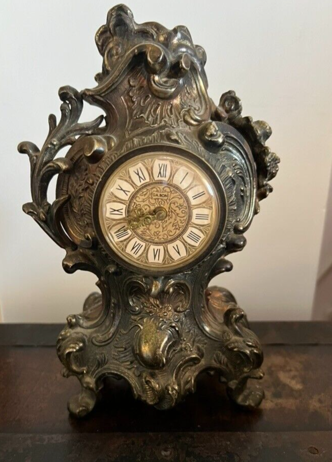🔴 GA. BON cassa orologio tavolo rame bronzato massiccio L12 h23 ricambi vintage