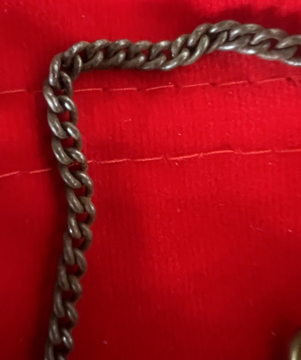 🔴 CATENA orologio tasca ottone bronzato con moschettone Lunghezza 29 cm VINTAGE