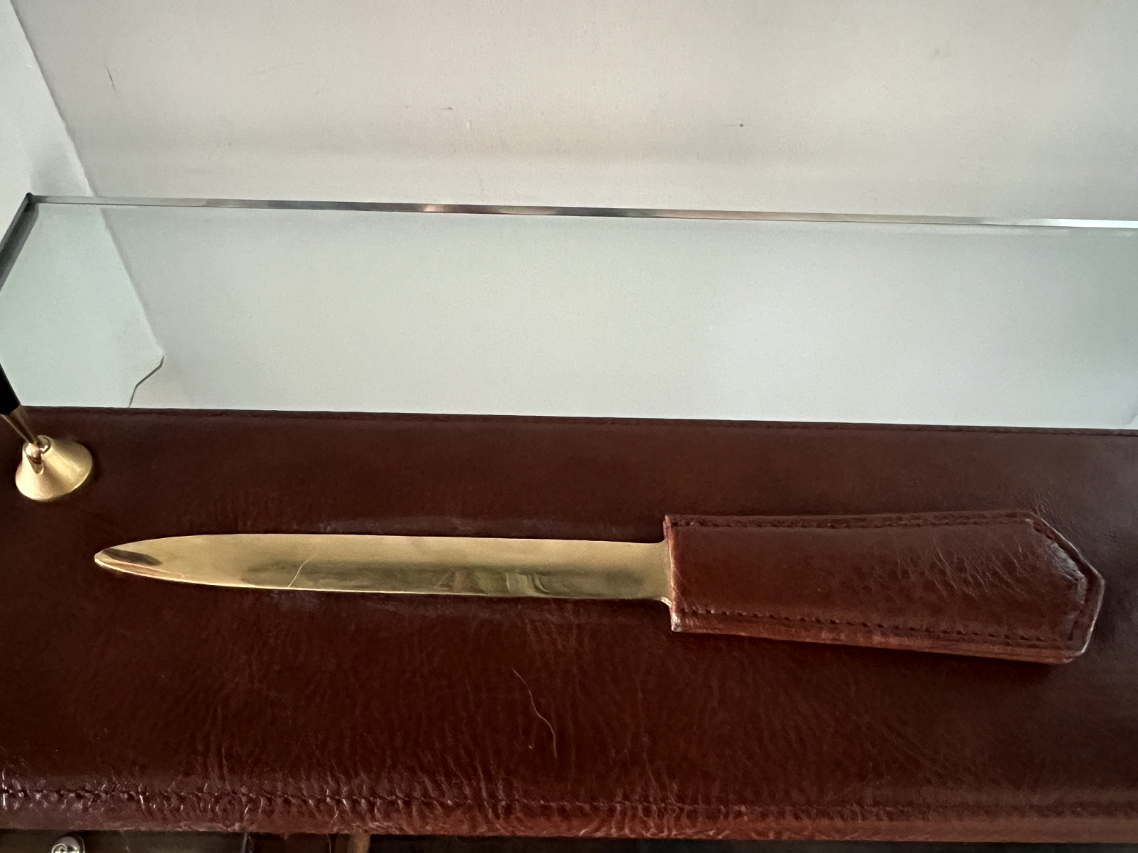 Stifthalterbasis Füllfederhalter Kugelschreiber Leder Schreibtischstift Vintage 