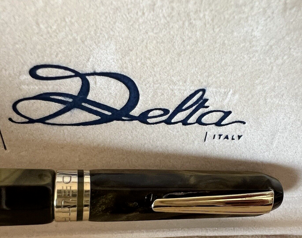 Delta Stylo-Plume Sphère Marbré Facettes Et Argent 925 Écrit Avec Boîte 