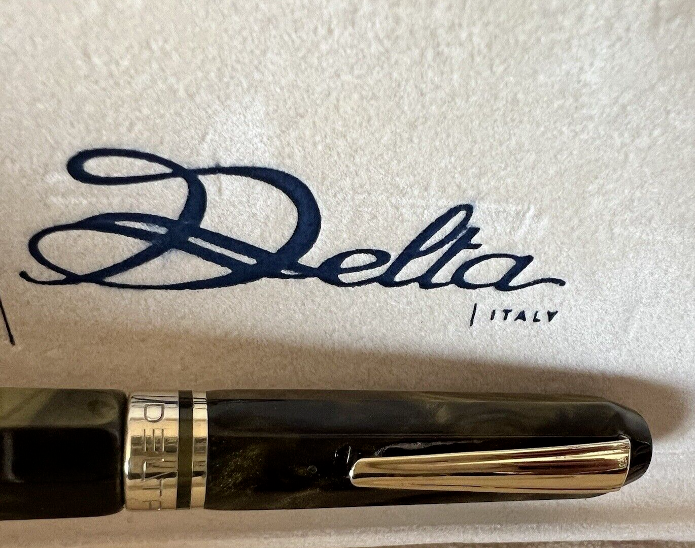 Delta Stylo-Plume Sphère Marbré Facettes Et Argent 925 Écrit Avec Boîte 