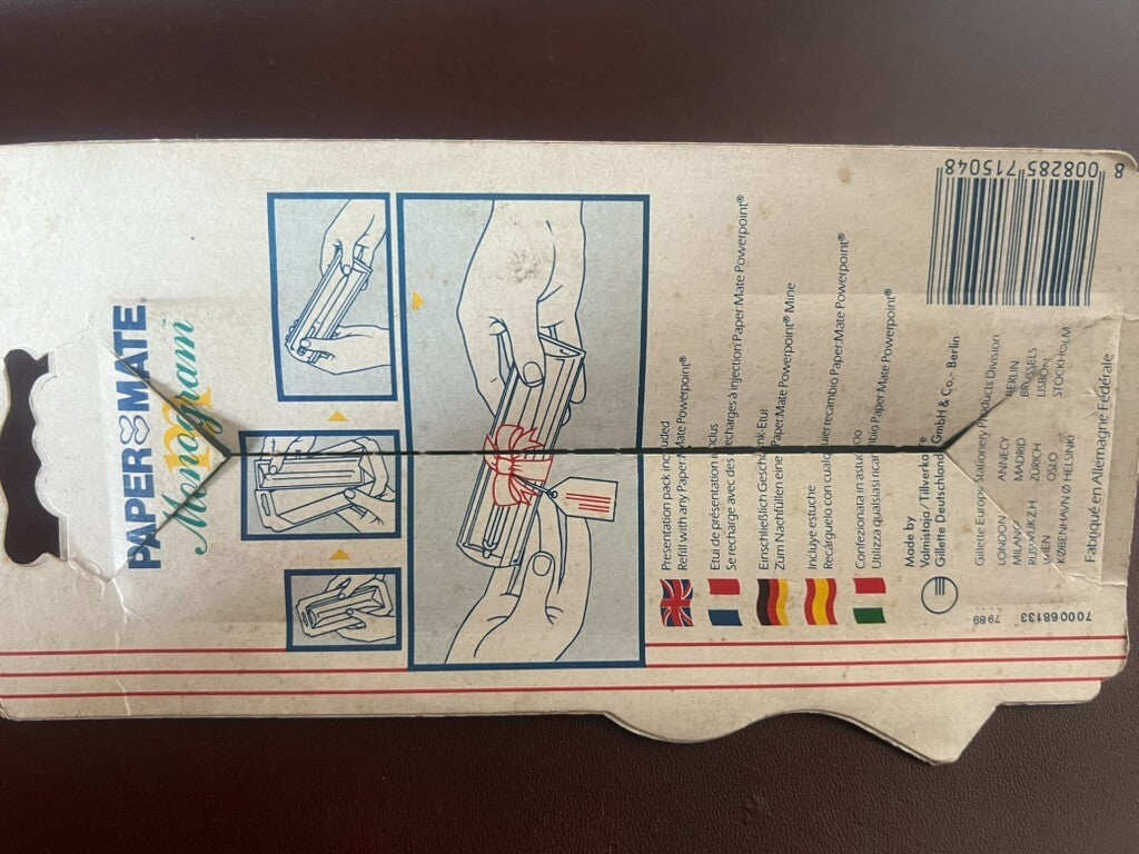 🔴 PAPERMATE penna sfera Monogram bianca con astuccio vintage