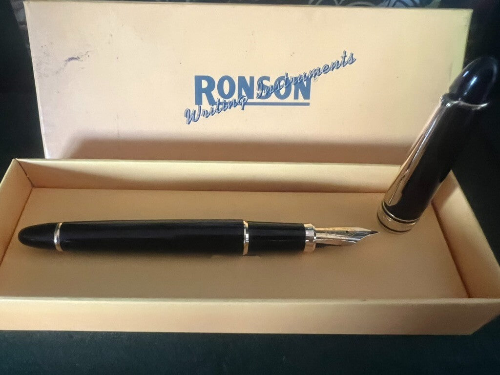 Ronson Pen Fountain Pen Black Iridium Point 5 Cartridge A With Pencil Case