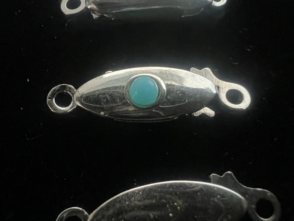 🔴 ARGENTO 800 chiusure collana gancio 1 filo con pietre vintage 3 PEZZI