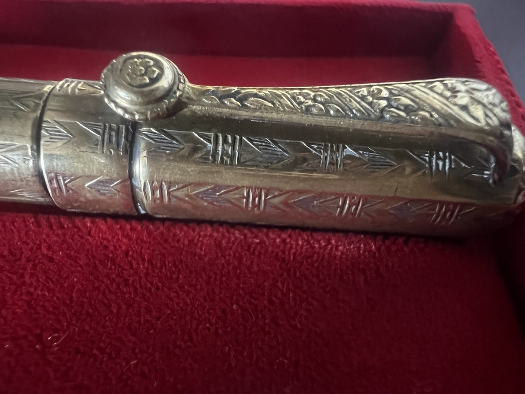 Stylo-Plume Stylo à Plume Plaqué Or Eyedropper Art Nouveau Écrit Antique 1915