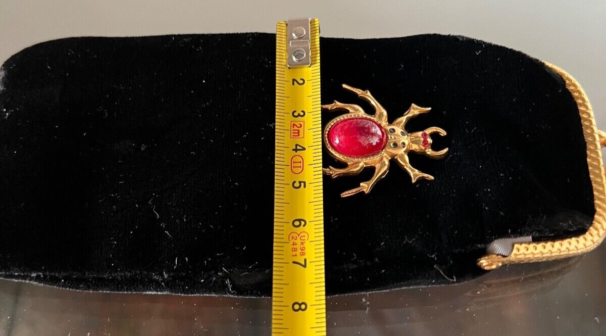 🔴 SCARABEO custodia occhiali donna fodero velluto seta pietra a rilievo vintage