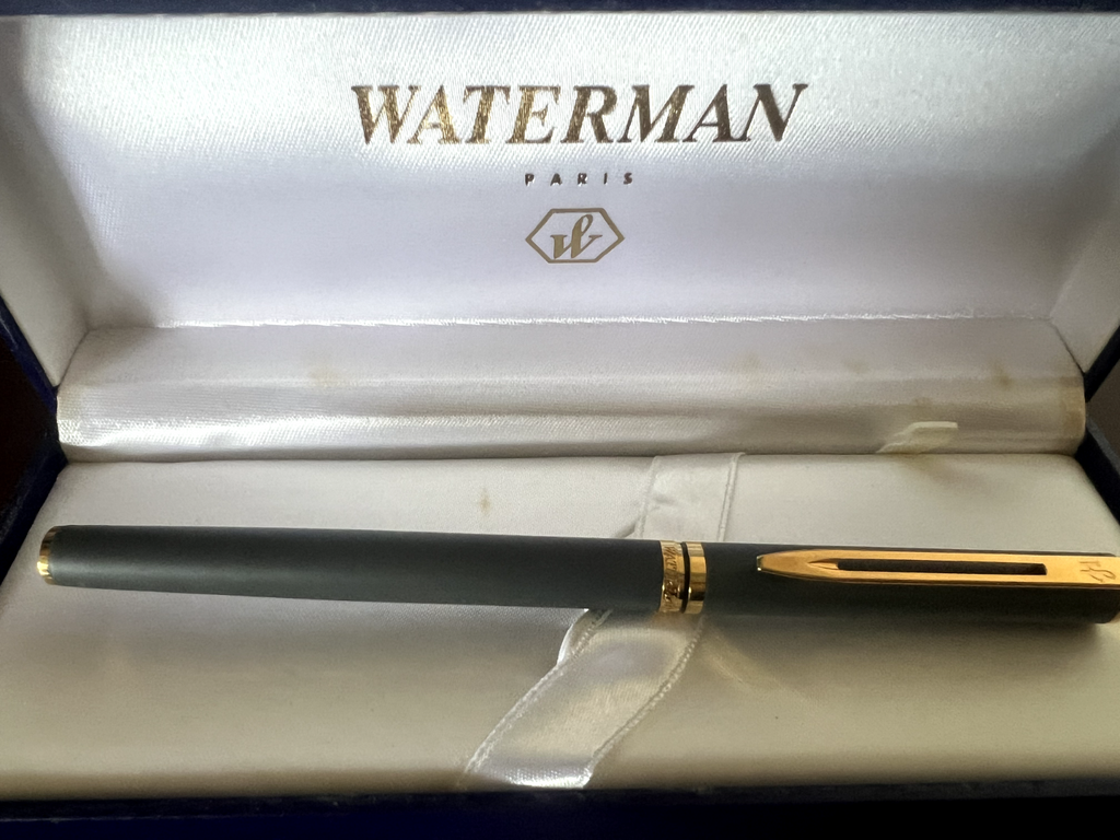 🔴 WATERMAN Laureat fountain pen, grey lacquer, gold-plated trim, F nib 