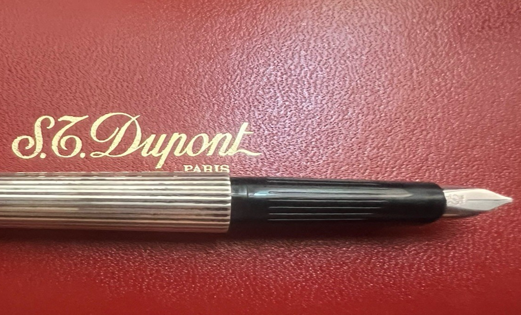 🔴 DUPONT penna stilografica ARGENTO 925 pennino ORO 18 carati no cappuccio