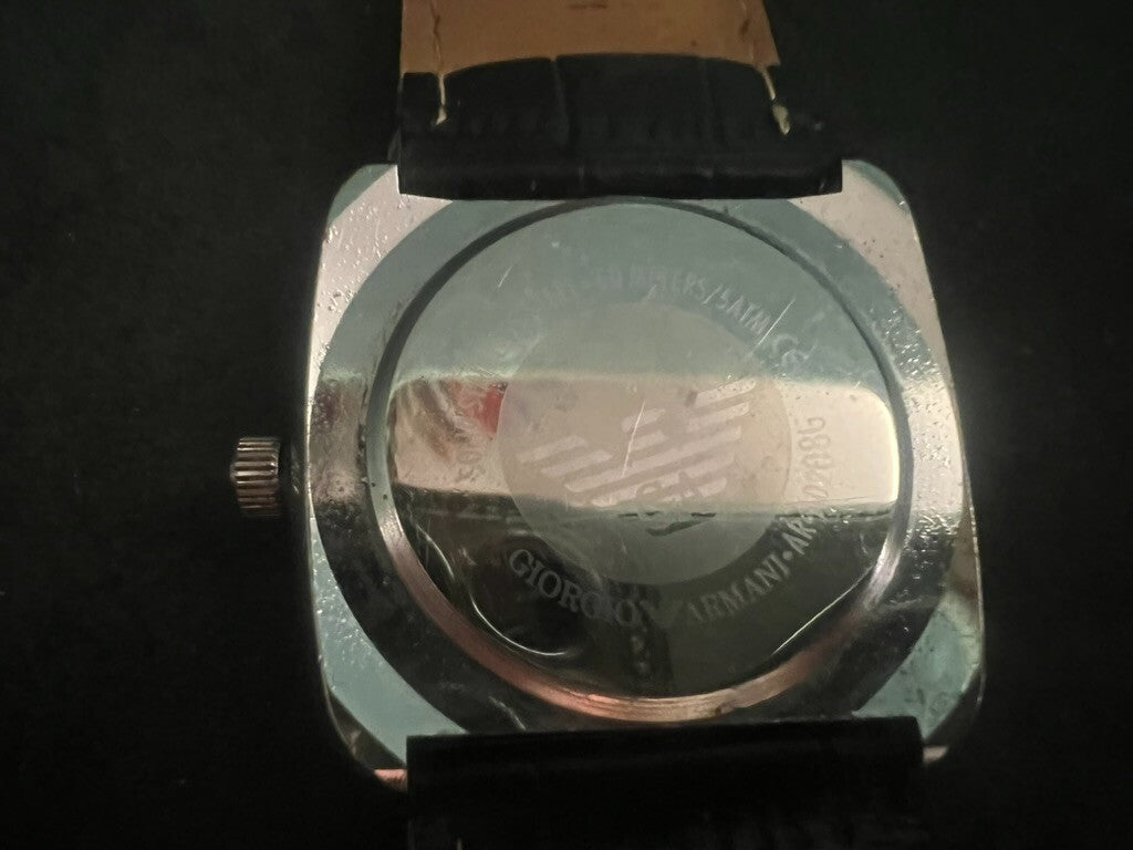 Emporio Armani Men's Watch Quartz Steel Square Case And Warranty