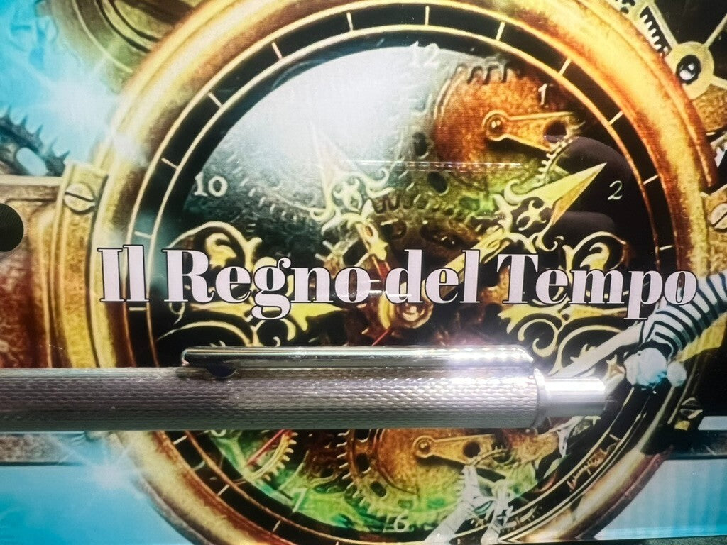 🔴 Penna sfera ARGENTO MASSICCIO 925 onde guillocchè meccanismo scatto scrive