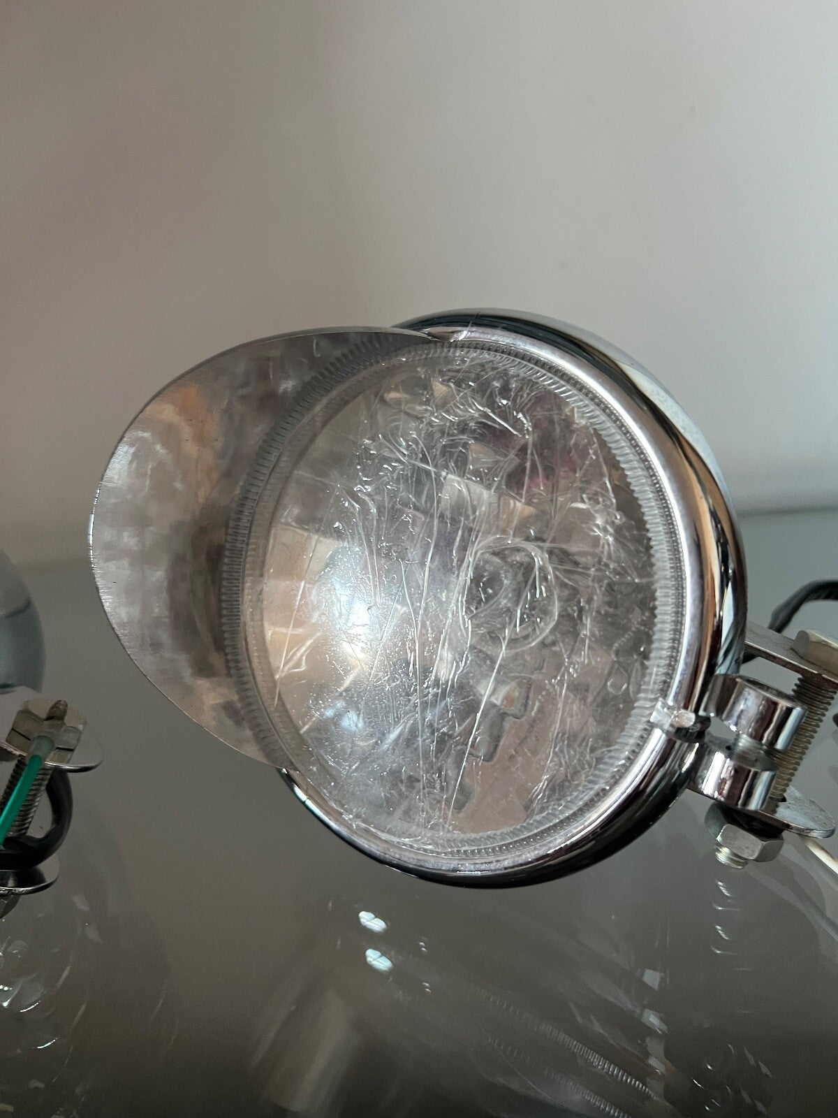 Phares Moto Custom Plastique Chrome mit Ampulle und Fils für die Montage 