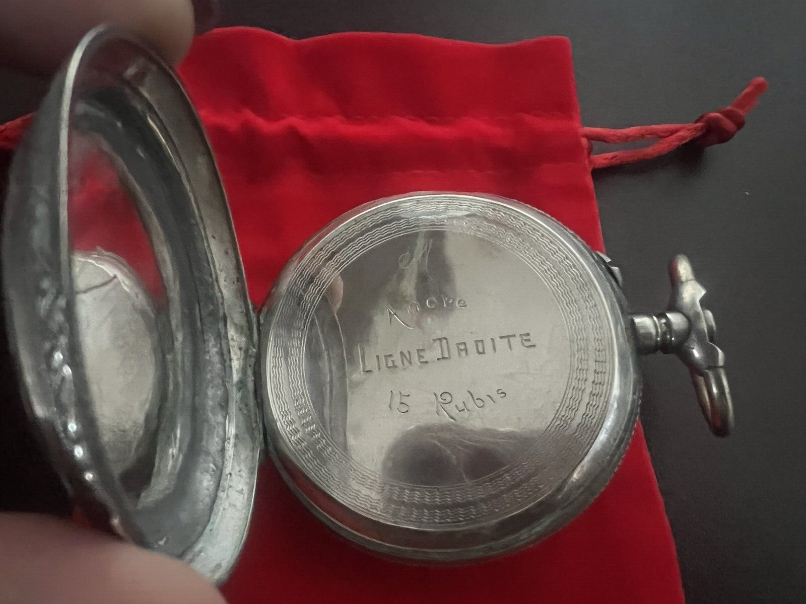 Etui Taschenuhr Silber 800 Massiv Lok Ligne Droite Vintage