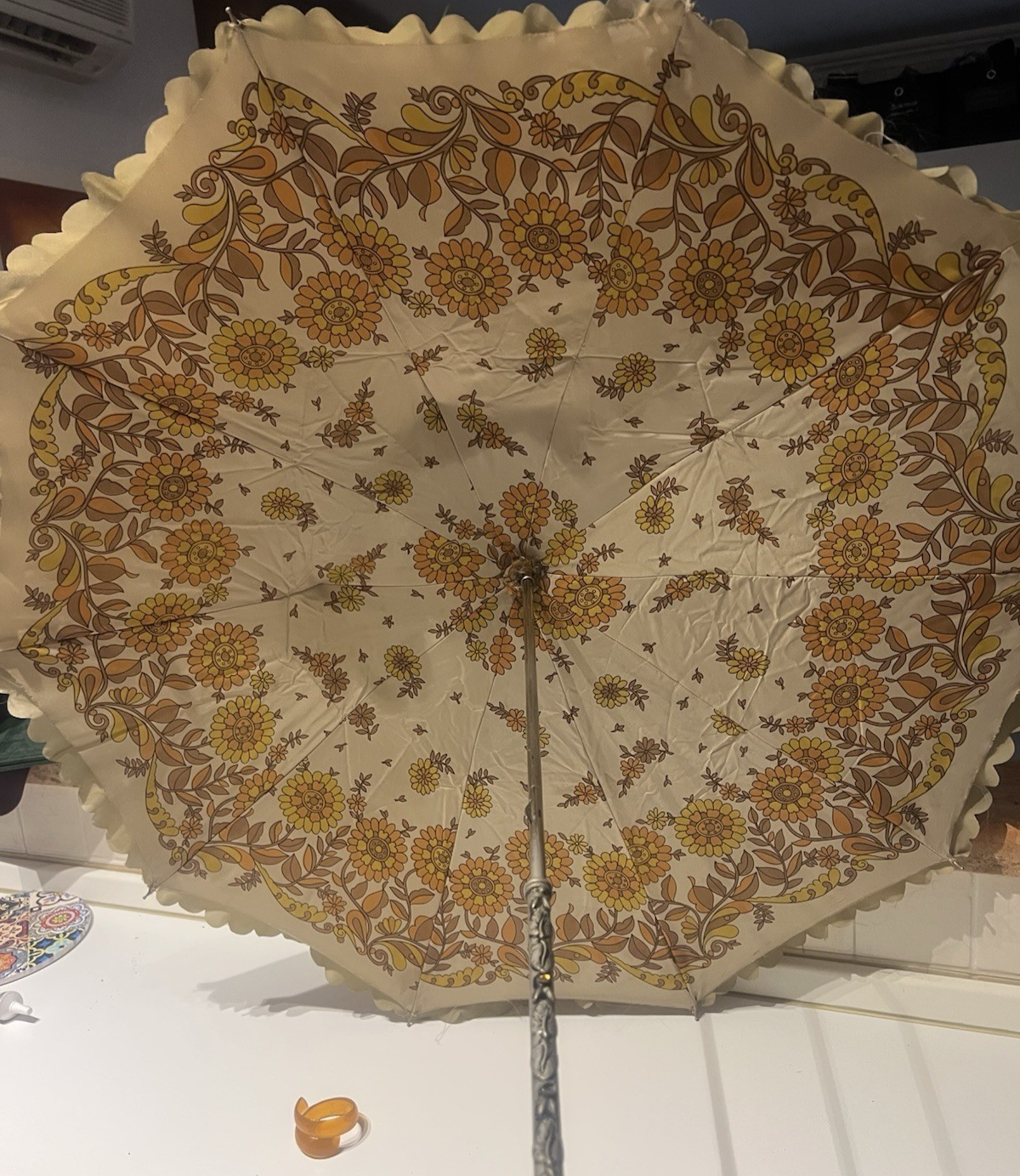 Parapluie Soleil Pluie pour Petit Parasol Délicieux Motif à Fleurs Vintage