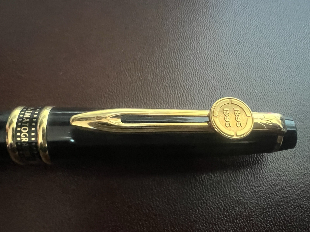 🔴 WATERMAN penna sfera CINEMATOGRAPHE nera bordo incisione pellicola