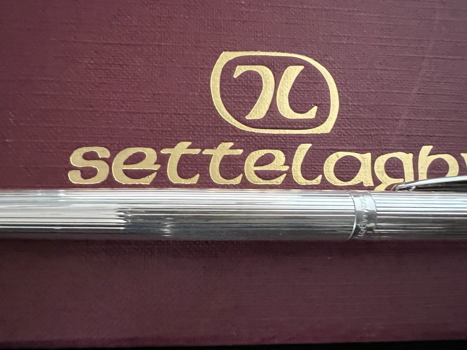 🔴 SETTELAGHI penna stilografica ARGENTO MASSICCIO 925 righe cartuccia scrive 5