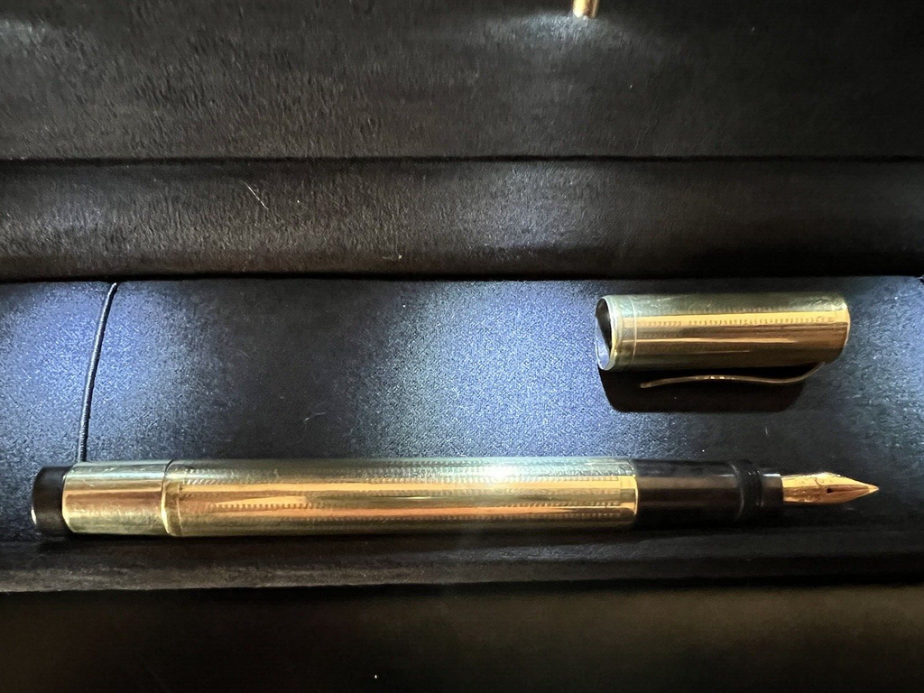 Ideal Stylo-Plume Stylo à Plume Rétractable Or 14 KT Fonctionne Vintage A