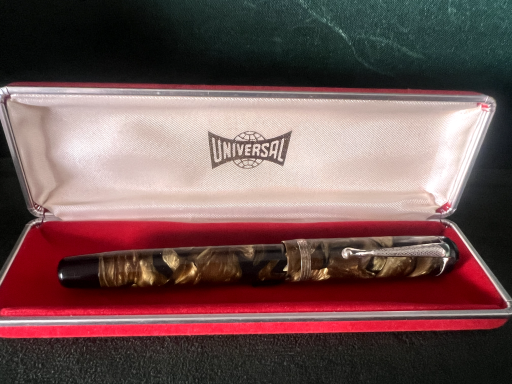Universal Stylo-Plume Stylo à Plume Celluloid Avec Bouton Écrit Vintage 1940