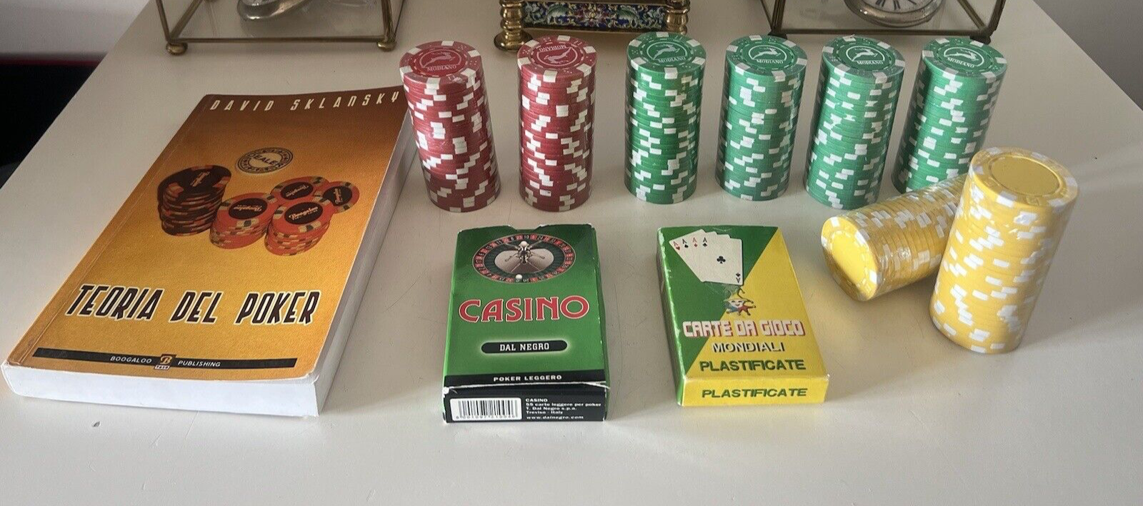 🔴 MODIANO fiches 200 pz blister CARTE DA GIOCO casinò + libro Sklansky vintage