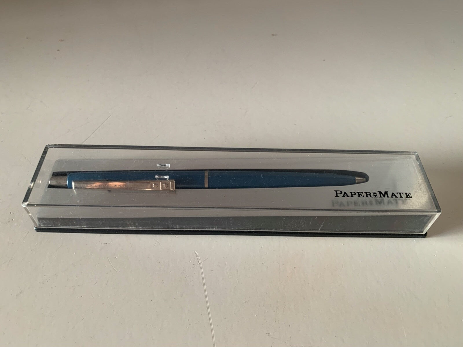 🔴 PAPERMATE penna sfera blu scrive perfettamente con scatola plexy vintage