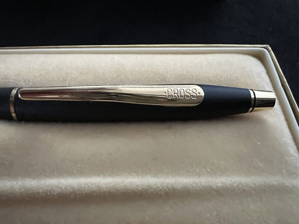 🔴 CROSS penna sfera lacca nera classica 2502 scrive scatola libretto vintage C