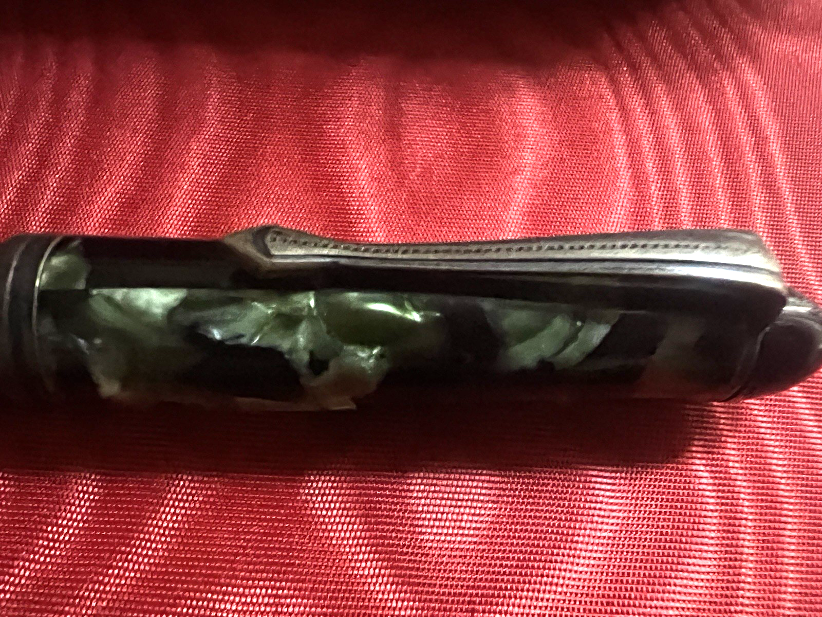 Pen Fountain Pen Resin Green Marbled Cartridge Or Converter (M) Vintage