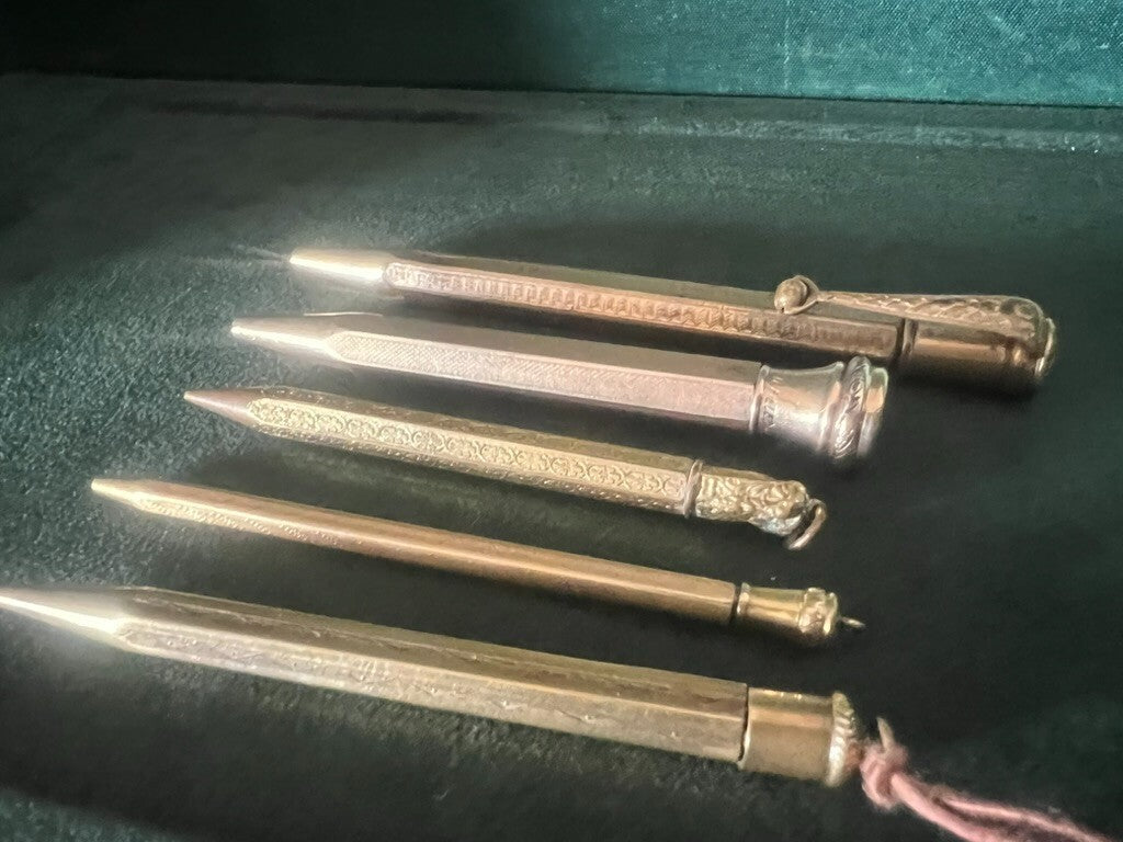 Vintage Restored Gold Plated Engraved Mechanical Pencils 5 Pencils