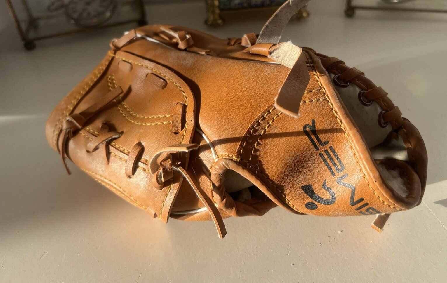 🔴 GIMER guantone baseball vero cuoio IMBOTTITO originale vintage