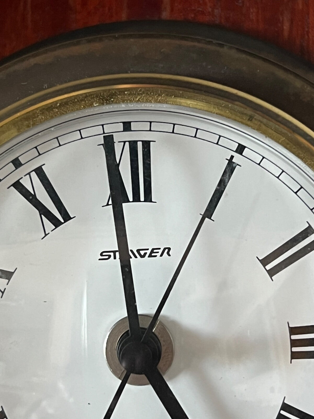 🔴 STAVER orologio parete muro barca metallo legno nautico oblò quarzo vintage