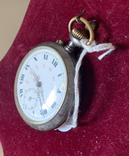 Montre Poche Français Remontage Manuel Cadran Céramique Fonctionne Antique 