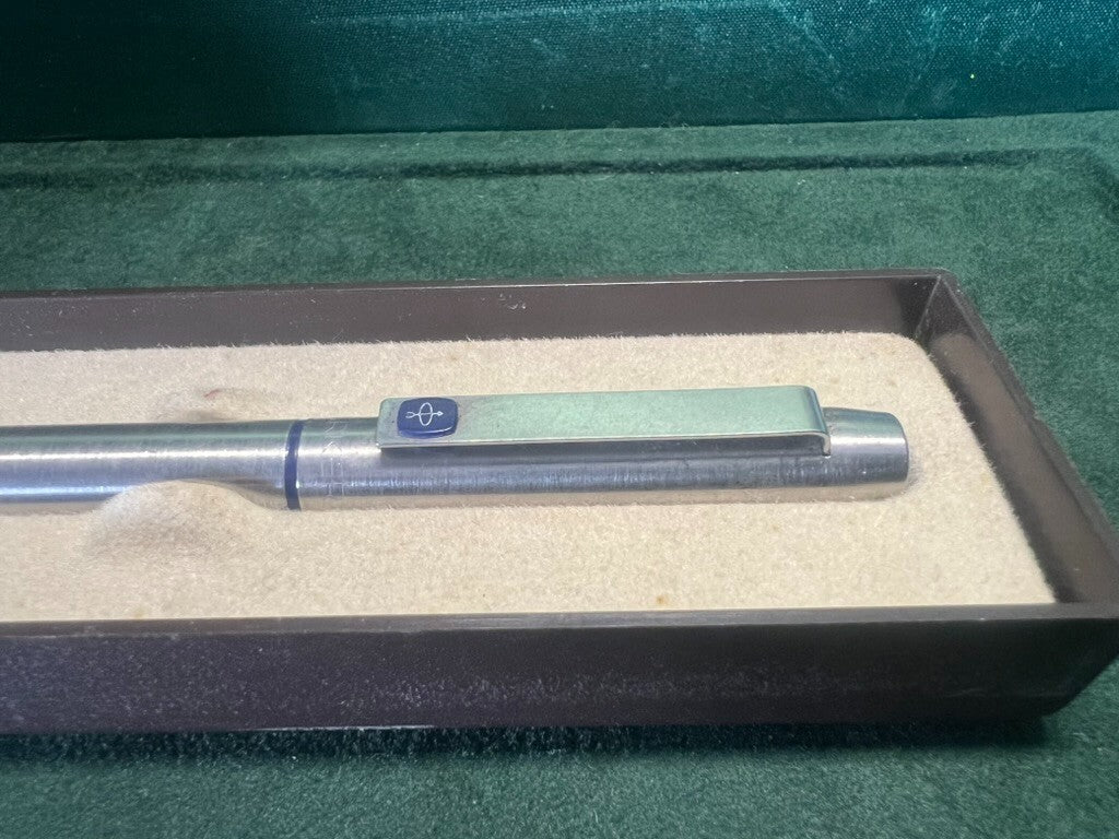 🔴 PARKER penna stilografica 25 cromata sigillo BLU a cartuccia vintage 1970