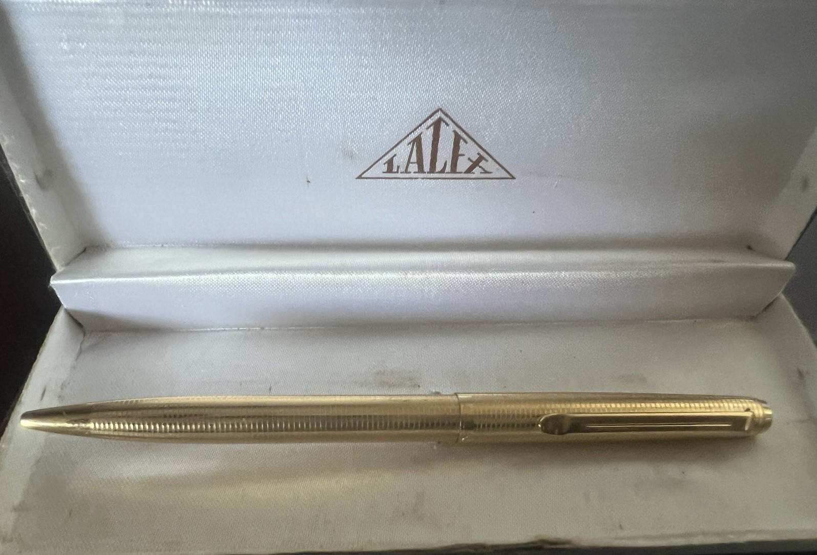 LALEX Bolígrafo Chapado En Oro Guilloché Vintage Con Estuche