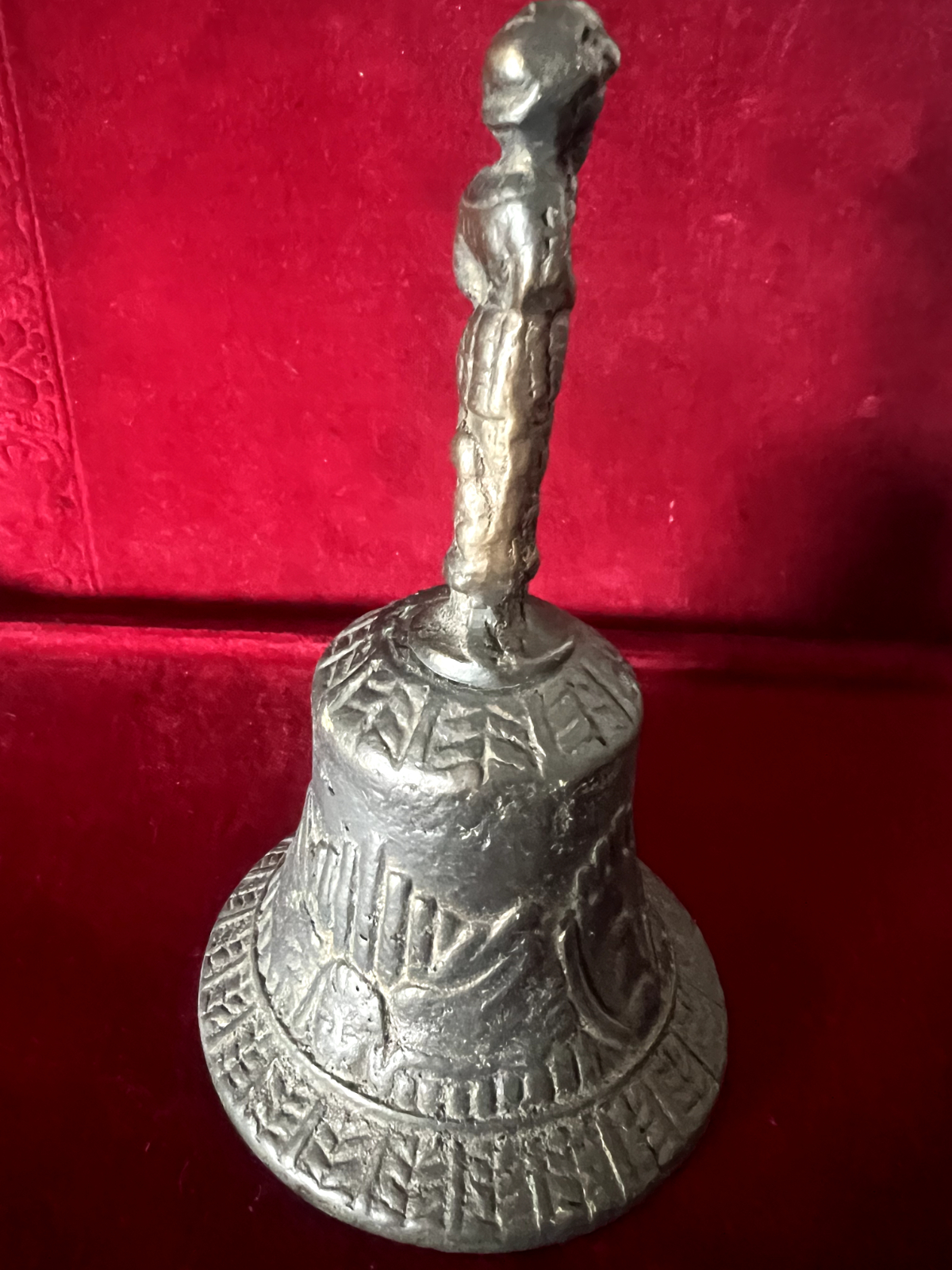 Sonnette Cloche Métal Bronze Autel Hauteur 15 CM Vintage
