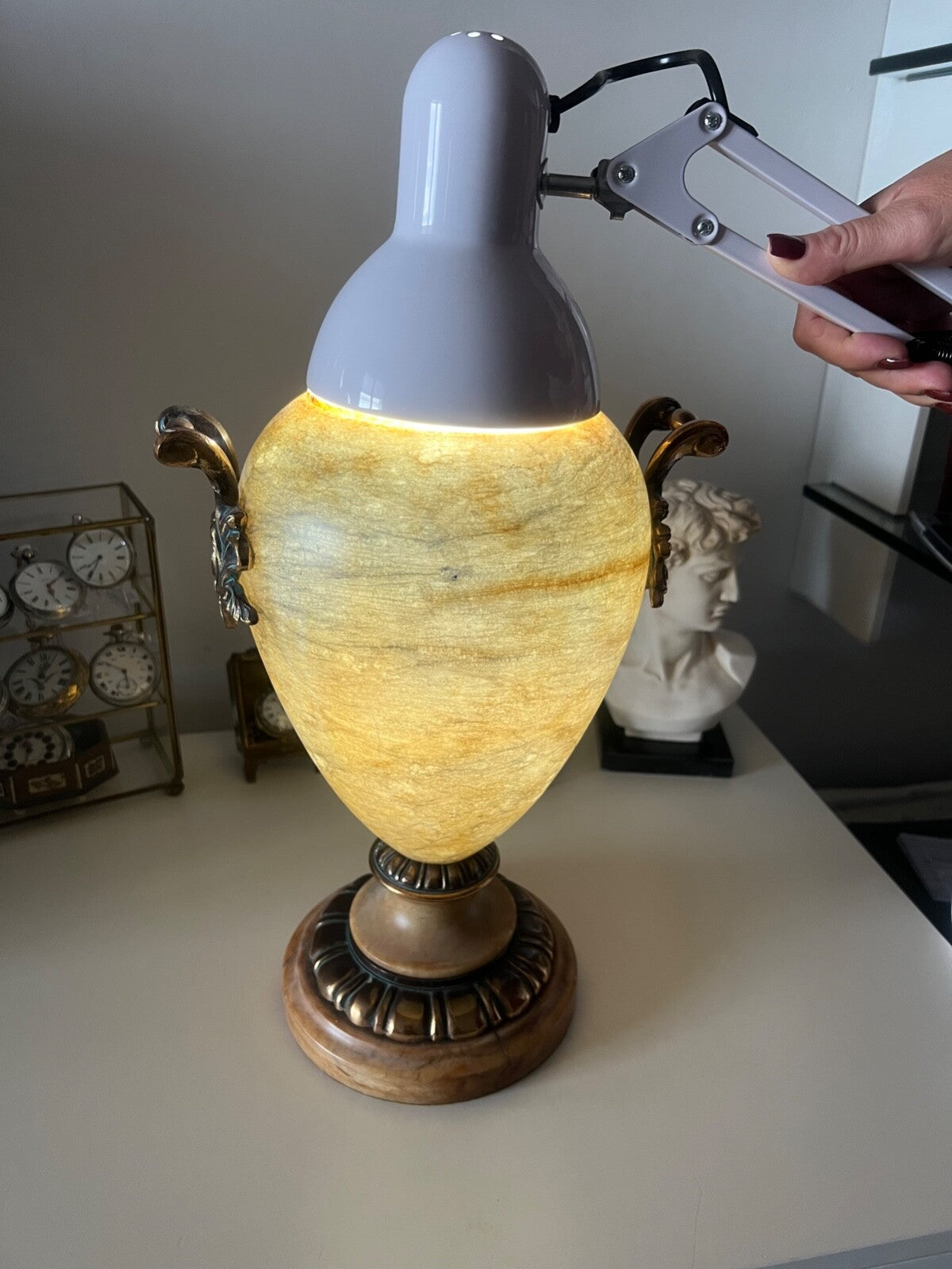 Amphore Albâtre Original Pot Lumière Luxe Poids 8 KG Grande Qualité Vintage
