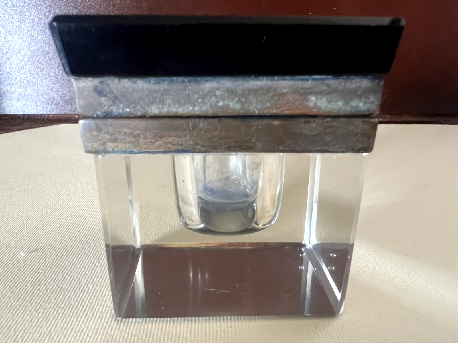 🔴 CALAMAIO inchiostro penna stilografica da scrivania VETRO marmo vintage