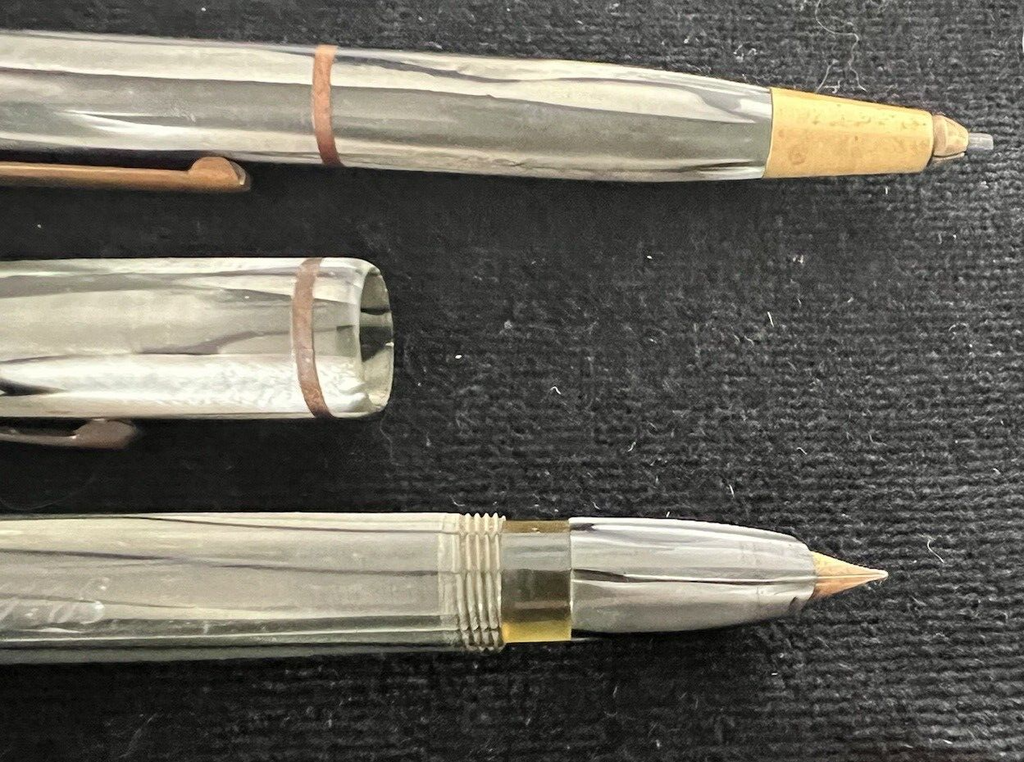 🔴 SILPA penna stilografica CELLULOIDE pennino ORO e Matita meccanica ANTICHE 30