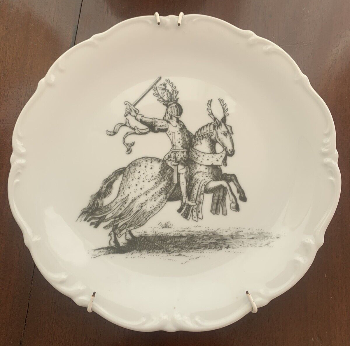 Tirschenreuth Assiette Porcelaine Germany A Mur Chevalier 3 Vintage 25 CM