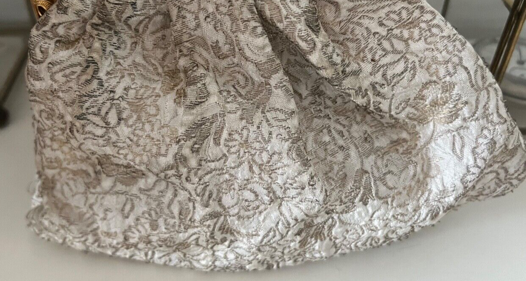 🔴 BORSA donna pochette fili DORATI bianca con ceselli e catena ART DECO'